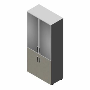 Compir 90 cm high cabinet with glass doors-wooden doors with lock