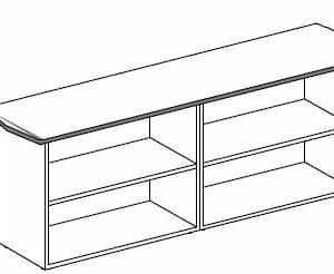 Double open cabinet, 1 shelf, wood top with leather top edge and wood counter