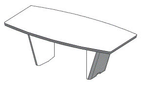 Isixty Meeting table with wood top and sides; leather outer sides and top edge; 8 seats