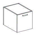 Isixty Small cabinet with wood door and metal handle, glass shelf